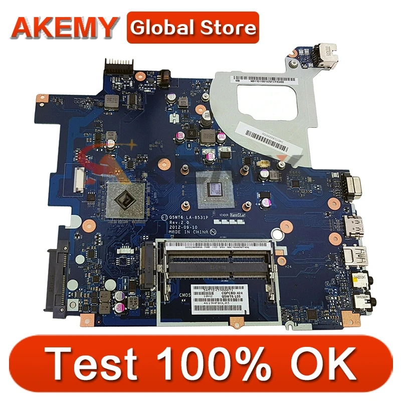

Akemy For ACER Aspire E1-521 EM1200 Q5WT6 LA-8531P Laptop motherboard Mainboard NB.Y1G11.002 NBY1G11002 DDR3