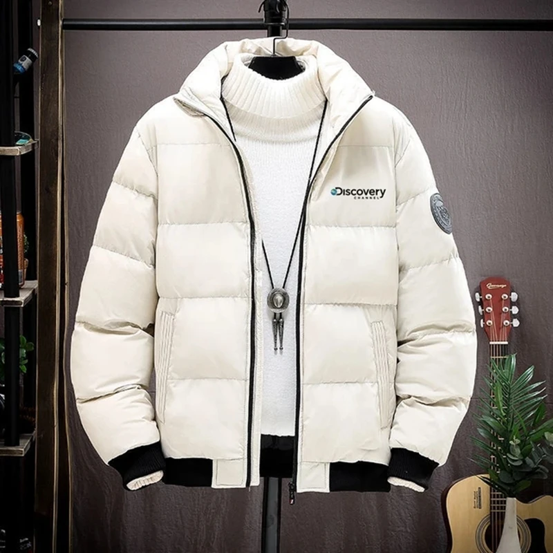 

Новинка Осень-зима 2023, Классическая модная однотонная пуховая куртка, мужское повседневное свободное плотное теплое высококачественное пальто большого размера