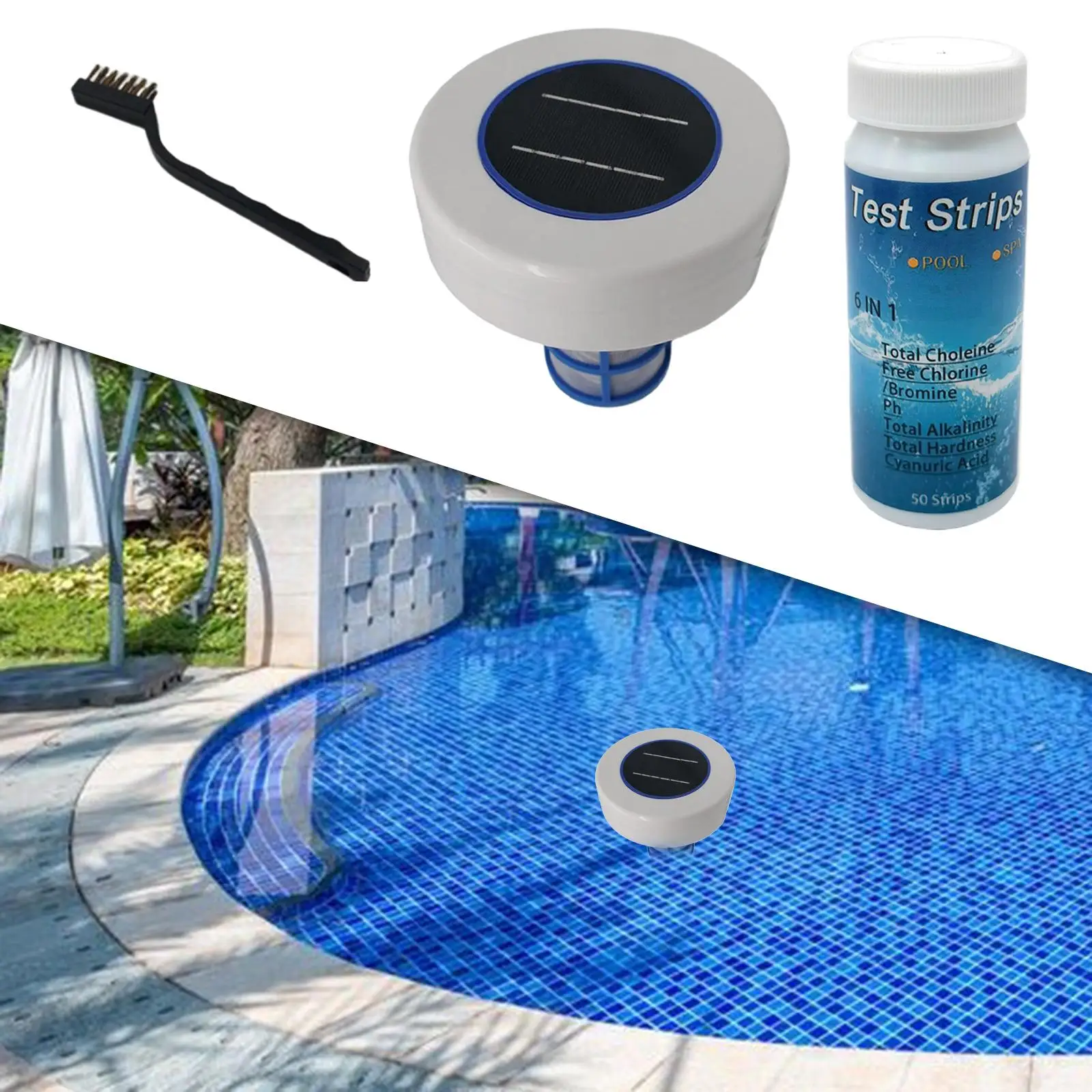 

Pool Solar Pool Ionizer Reduce Chlorine Keeps Pool Cleaner Kills Algae Solar Powered Pool Clarifier Water Purifier for Hot Tub
