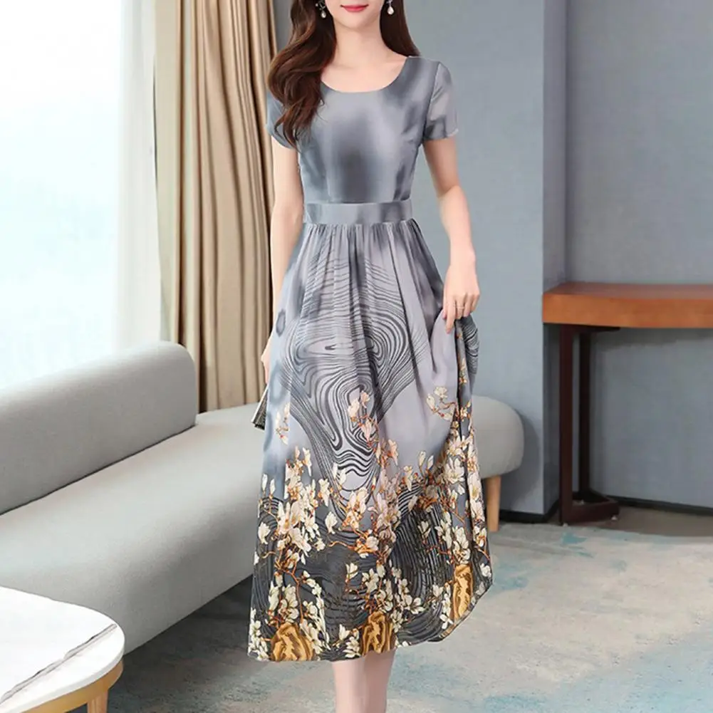 

Temperament Stylish Flower Pattern Long Dress Summer Maxi Dress Floral Print for Wedding