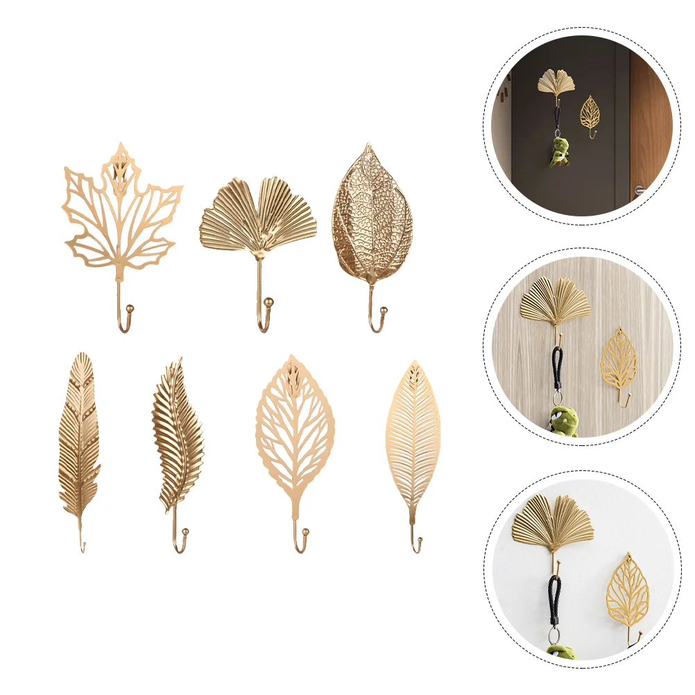 

7pcs Leaf Shape Wall Hangers Nordic Style Wall Storage Hooks Wall Hanging Hooks