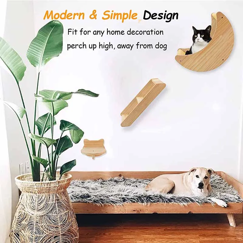 

Solid Wood Cat Climbing Frame Jumping Platform Cat Supplies for Entertainment and Rest Wooden Ladder Cat Accessories