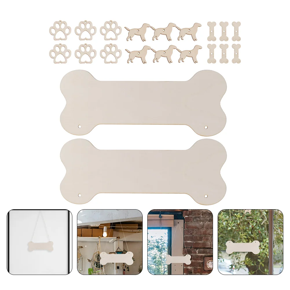 

40 Pcs Adorable Wooden Pendant Dog Bone Shape Hangings Little Dog Shape Pendants