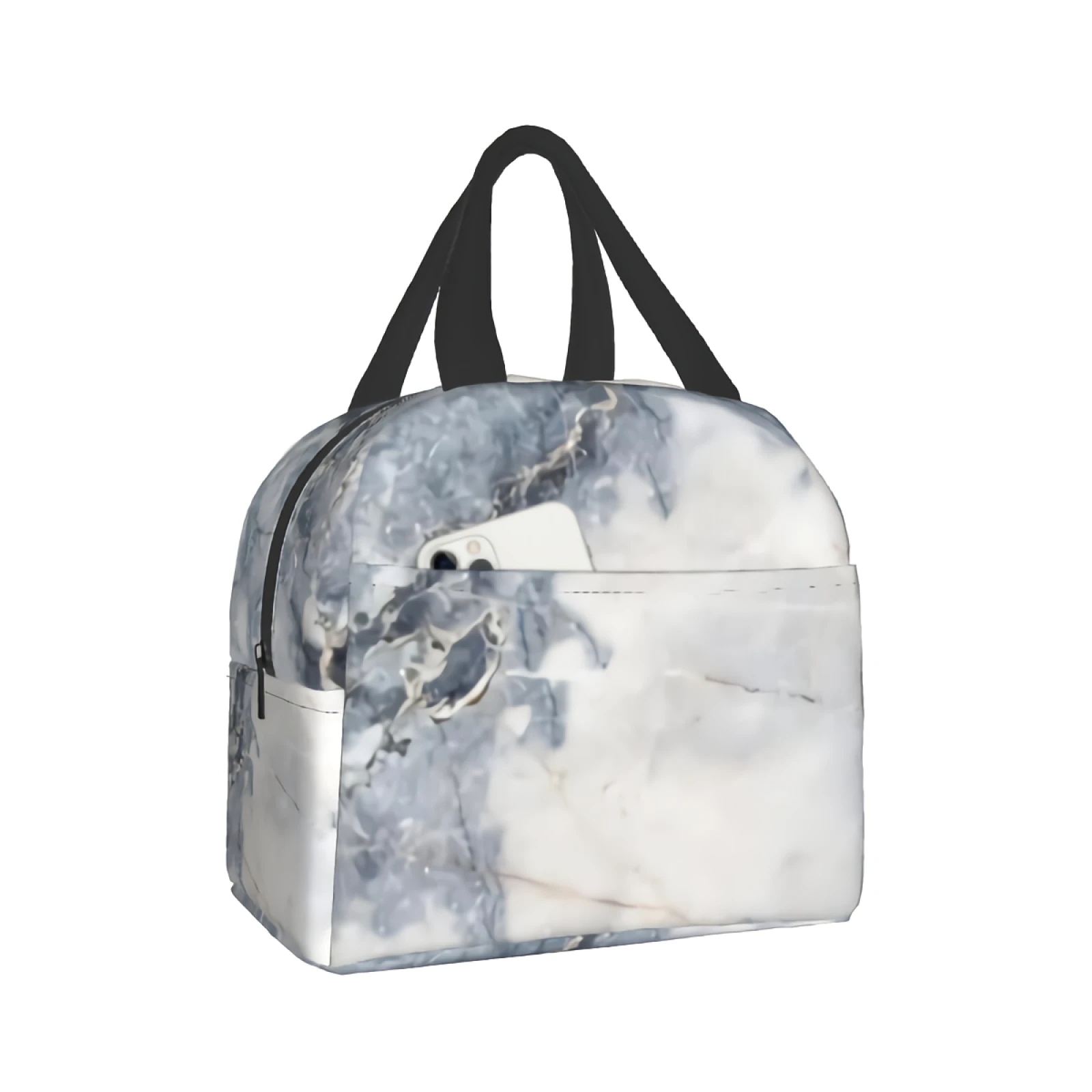 

Gray Marble Stone Texture Lunch Bag Gold And White Lunch Box Insulated Reusable Portable Picnic Travel Bag Thermal Lunch Box