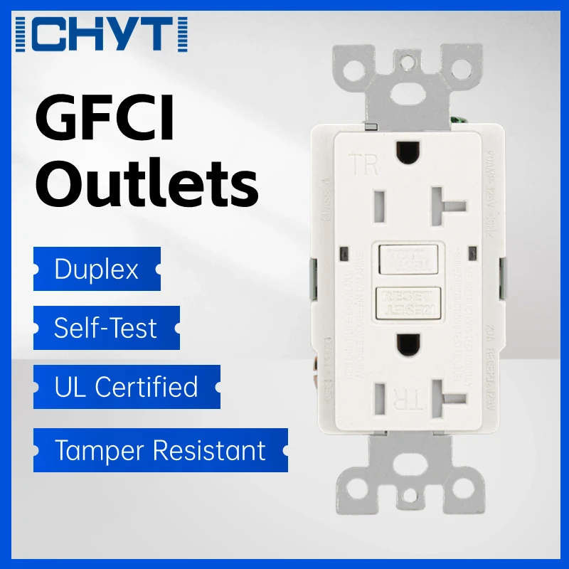 

USA Duplex Self-Test 125V 15A 20A Tamper-Resistant GFI Socket Wall Outlet GFCI With Protection Function Receptacle