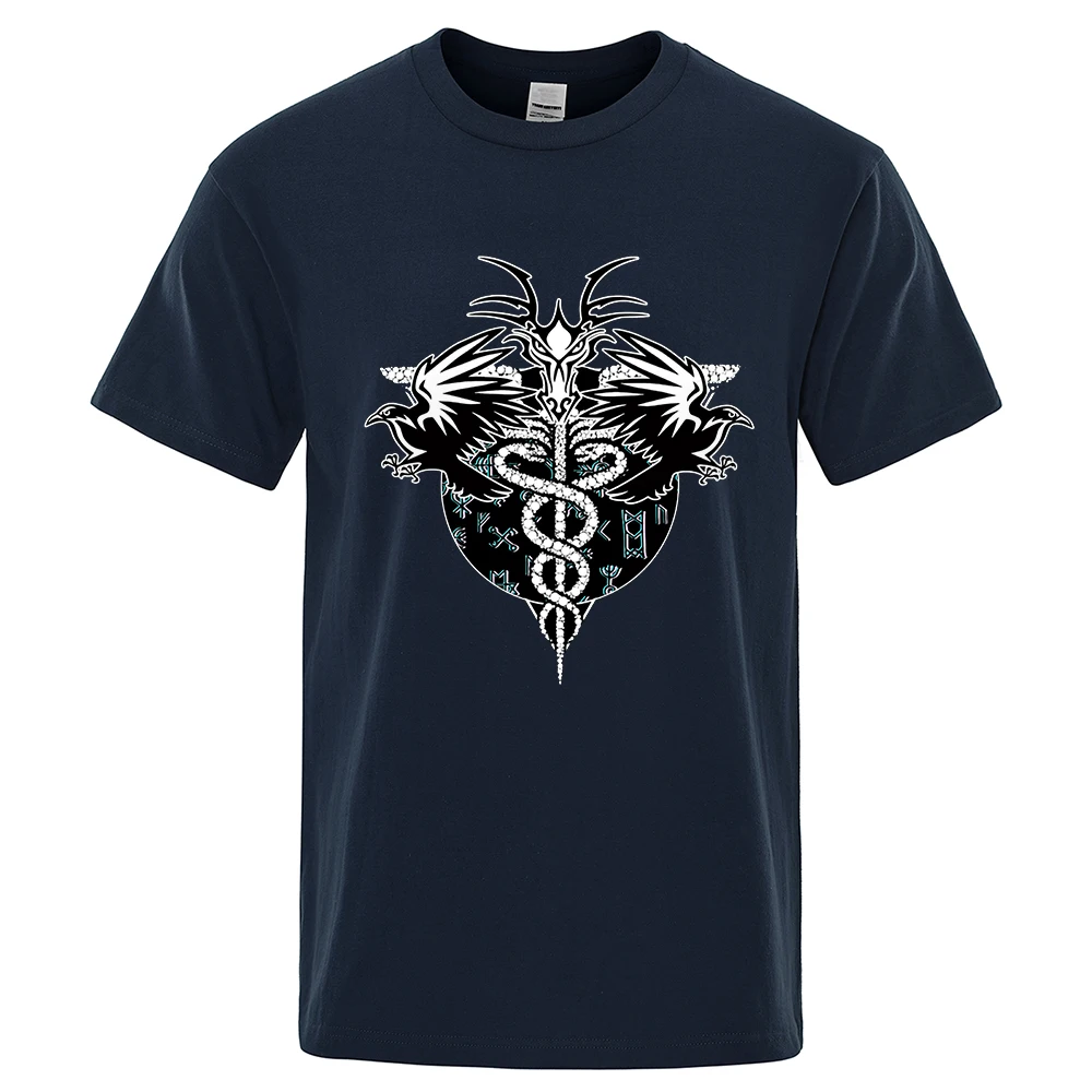 

Vikings Crows Retro Vintage Men T Shirts Hip Hop Summer T Shirt Fashion Loose Tops Cotton T-Shirts Breathable Tee Clothing