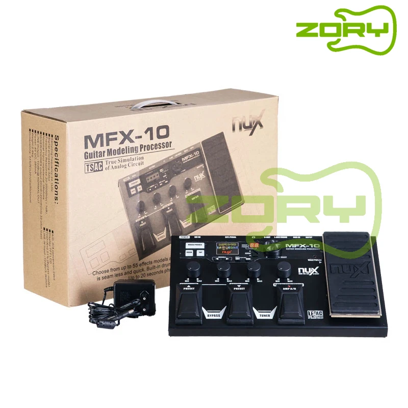 

NUX MFX-10 мультиэффектный процессор гитарная педаль, 55 типов эффектов, AUX-in, ЖК-дисплей