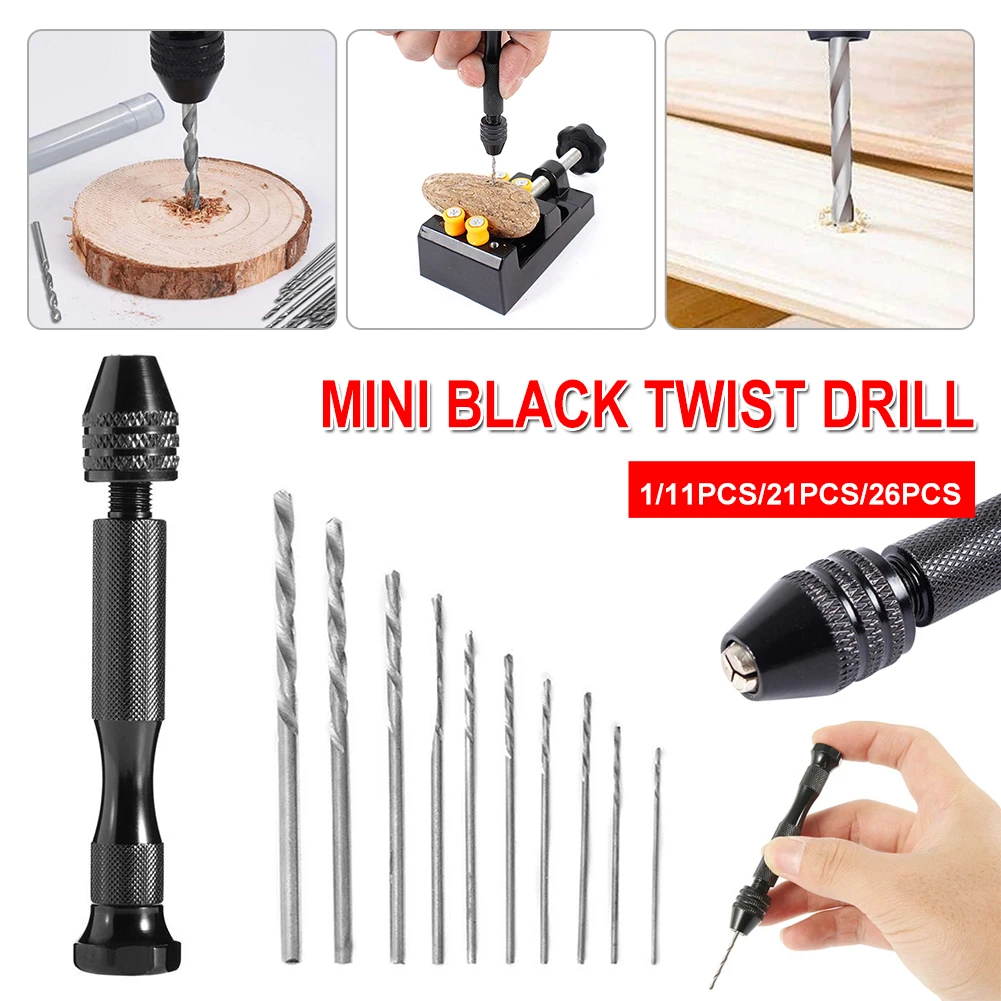 

Mini Hand Drill Bits Set Hand Drill with Keyless Chuck Micro Twist Drill Bits Drill Woodworking Drilling Rotary Tool for Jewelry