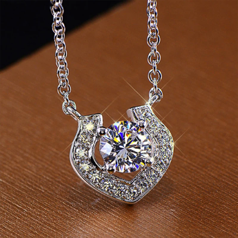 

New Delicate Women's Pendant Necklace Full Paved Shiny Cubic Zirconia Simple Crystal Anniversary Gift Trendy Jewelry