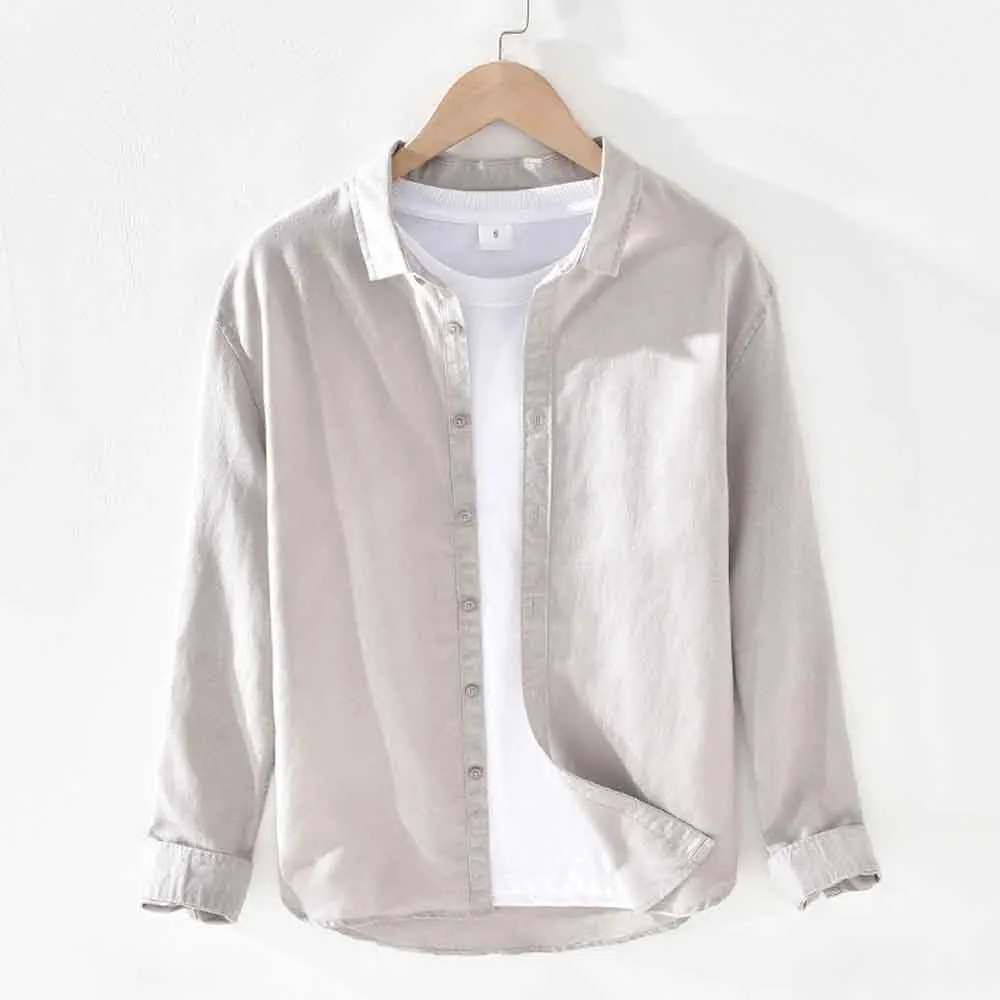 Shirts Men's Shirts Club Casual Blouse Tops Solid Color Shirts Men Cotton Line Shirt Simple Basic Camisa Male