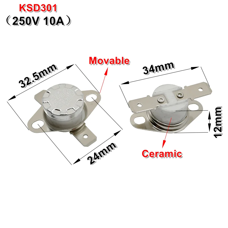 

Керамический термостат ZUIDID KSD301 10А 250В