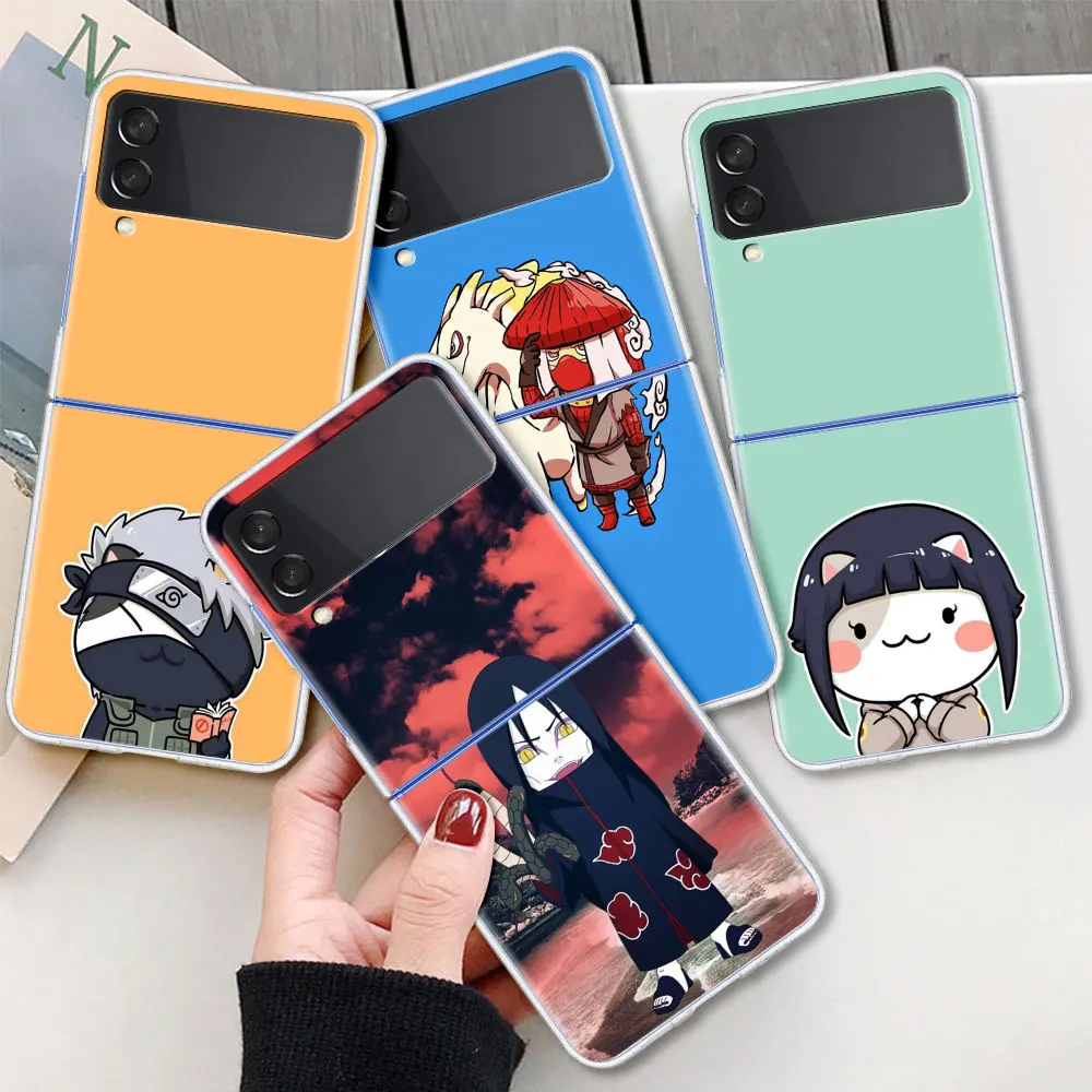

Cute Cartoon Naruto Fundas Phone Case For Samsung Galaxy Z Flip 3 5G Transparent Hard Cell Cover ZFlip 3 Clear Celular PC Capa