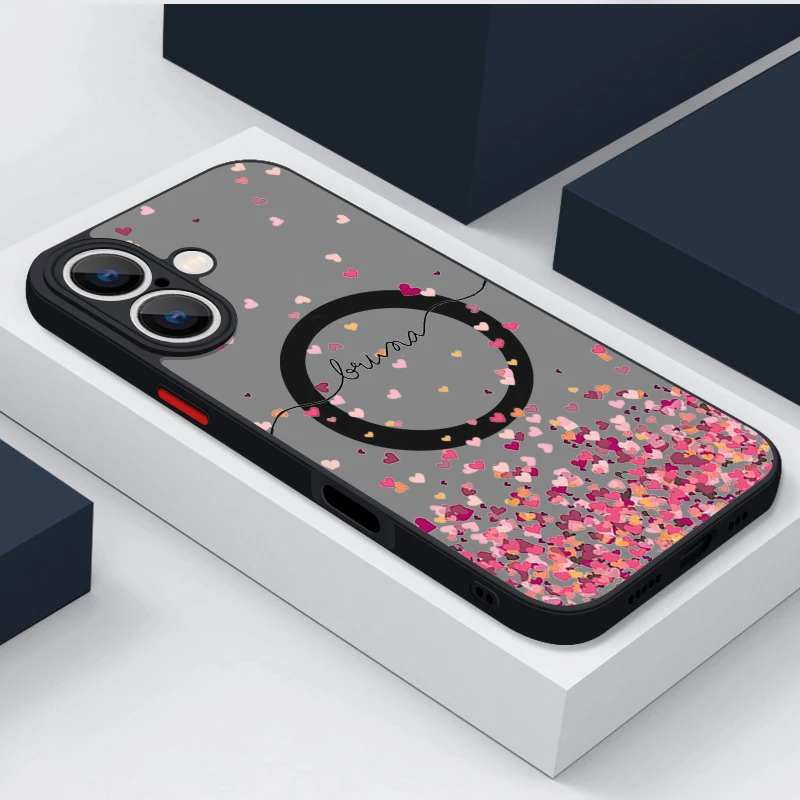 Магнитный чехол с цветком сакуры для iPhone 15 Pro Max 11 12 13 14 16 беспроводной зарядки Magsafe