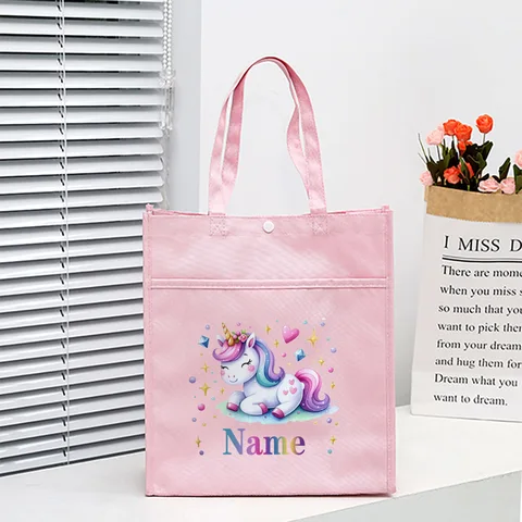 Персонализированная детская сумка-тоут для библиотеки, домашняя школьная сумка-единорог, ракета с именем, сумки для чтения книг, детская школьная сумка, детский подарок на день рождения