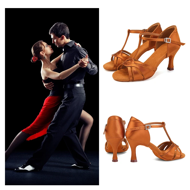 SWDZM SILK Women‘s Latin Dance Shoes Salsa Tango High Heel Soft Bottom Dance Shoes 5cm / 8.5cm Girls Salsa Ballroom Shoes