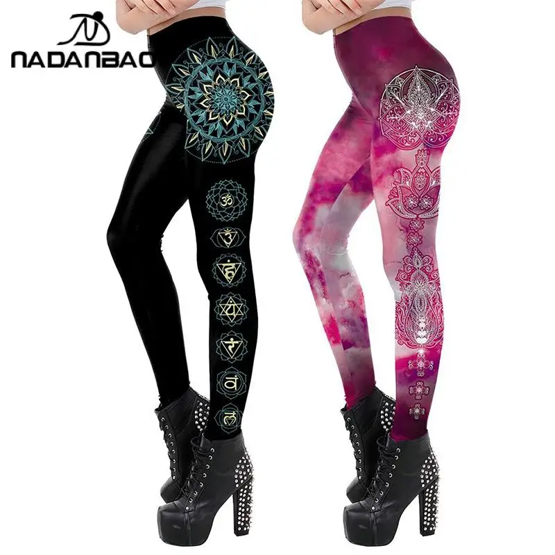 

Женские леггинсы с мандалой, круглыми цветами и эффектом омбре