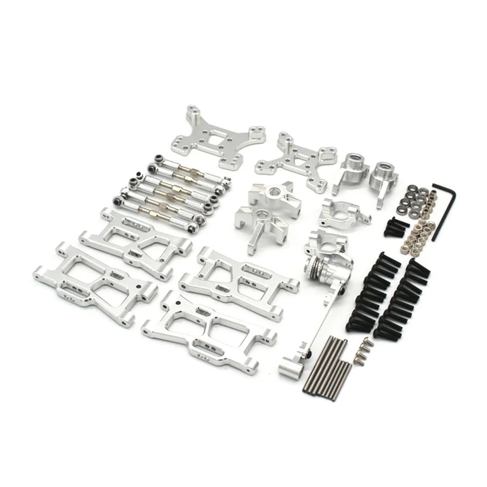 

Upgrade Metal Kit Pull Rod Swing Arm Steering Cup Shock Tower for Wltoys 144001 144002 124017 124019 RC Car Parts Silver