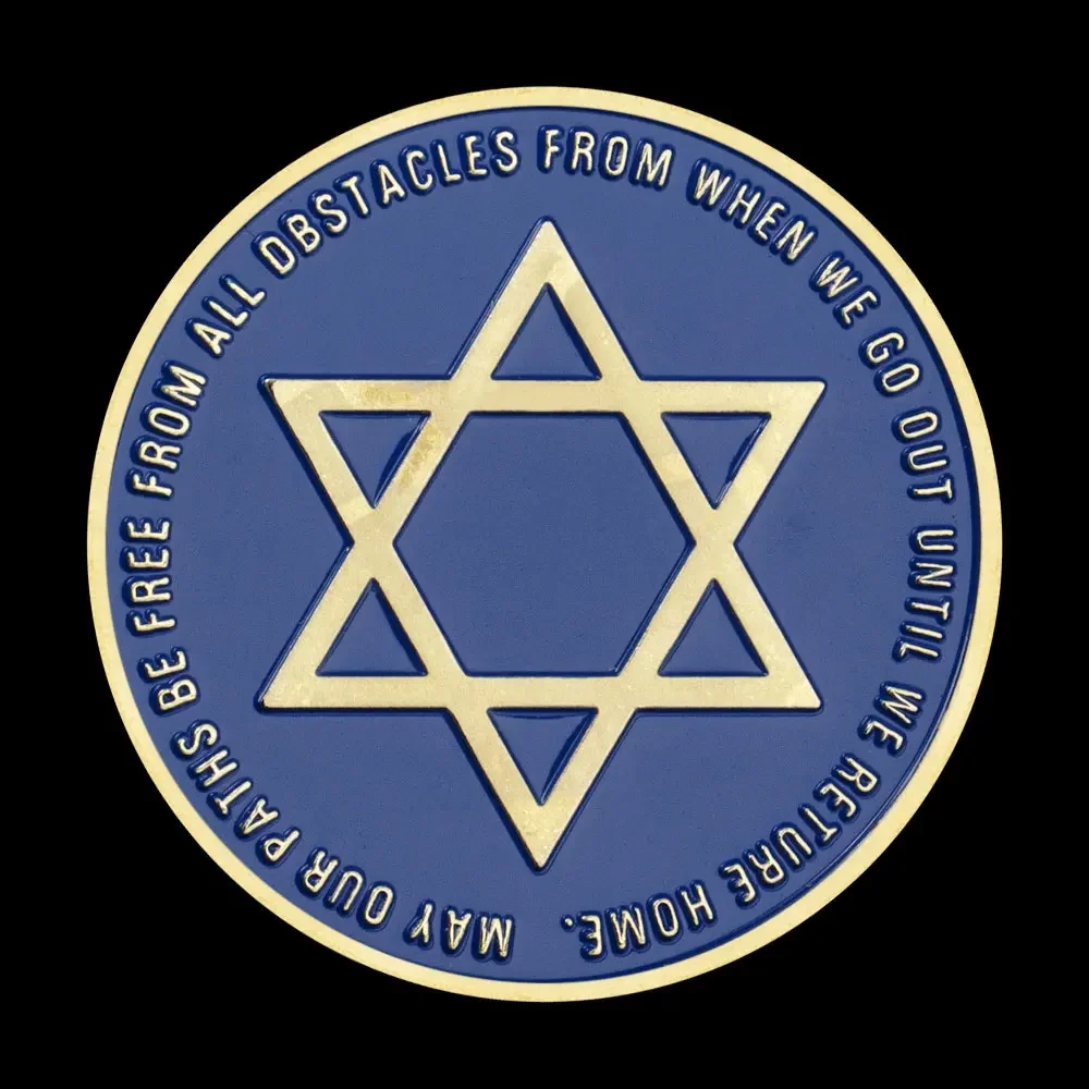 Еврейский гексаграммный узор позолоченная памятная монета синие коллекционные