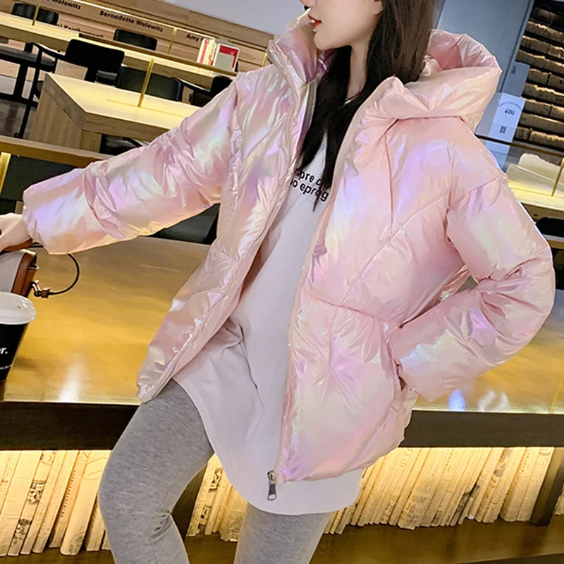 

Windproof Warm Down Jackets 2023 Neon Color Jacket Hoodies Overcoat Women Winter Thick Coats Fashion Streetwear Hooded Outwear