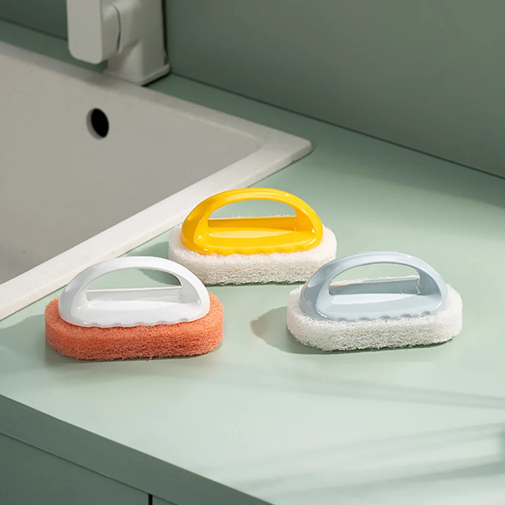 

Kitchen Cleaning Brush with Handle Stain Removal Brush Pot Scrubbing Sponge Wipe Bathroom Cleaning Brush Sponge Eraser gass