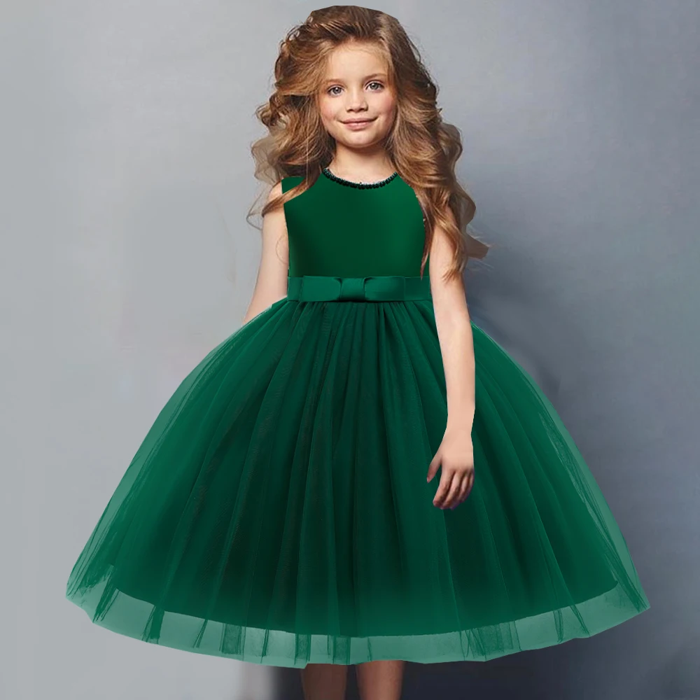 

Kids Formal Prom Backless Girls Dress for Weddings Bow Christmas Princess Costume Birthday Party Gown Clothe 3-10 Year Vestidos