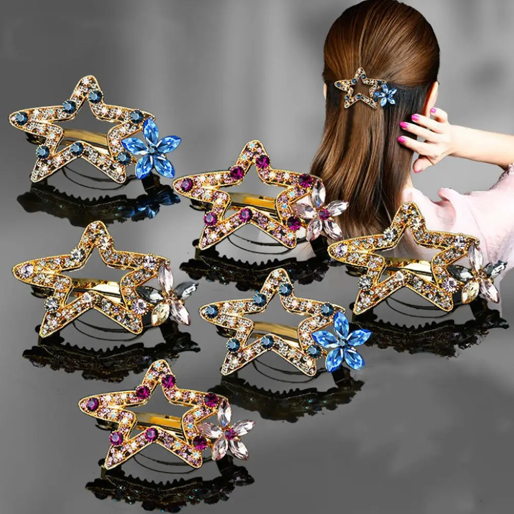 

Cute Star Side Clips Rhinestone Hair Accessories Women Hair Clips Korean Style Barrettes Crystal Flower Hair Pins