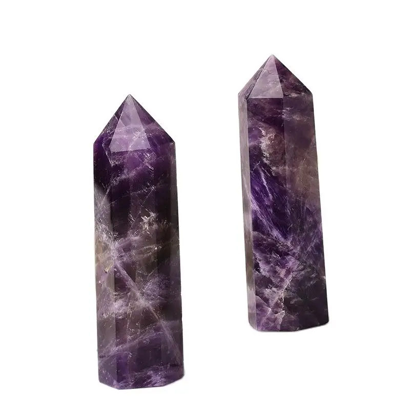 

12x3.5cm Natural Dream amethyst purple quartz crystal wand point healing Ore Mineral Obelisk Home Decor Ornaments