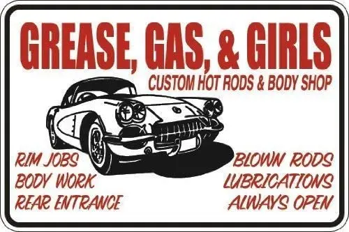 

Nonbrand Reproduction Metal tin Sign 12" x 8",Grease Gas & Girls Vintage Metal Tin Sign Fun tin Poster Metal Sign Wall Decor