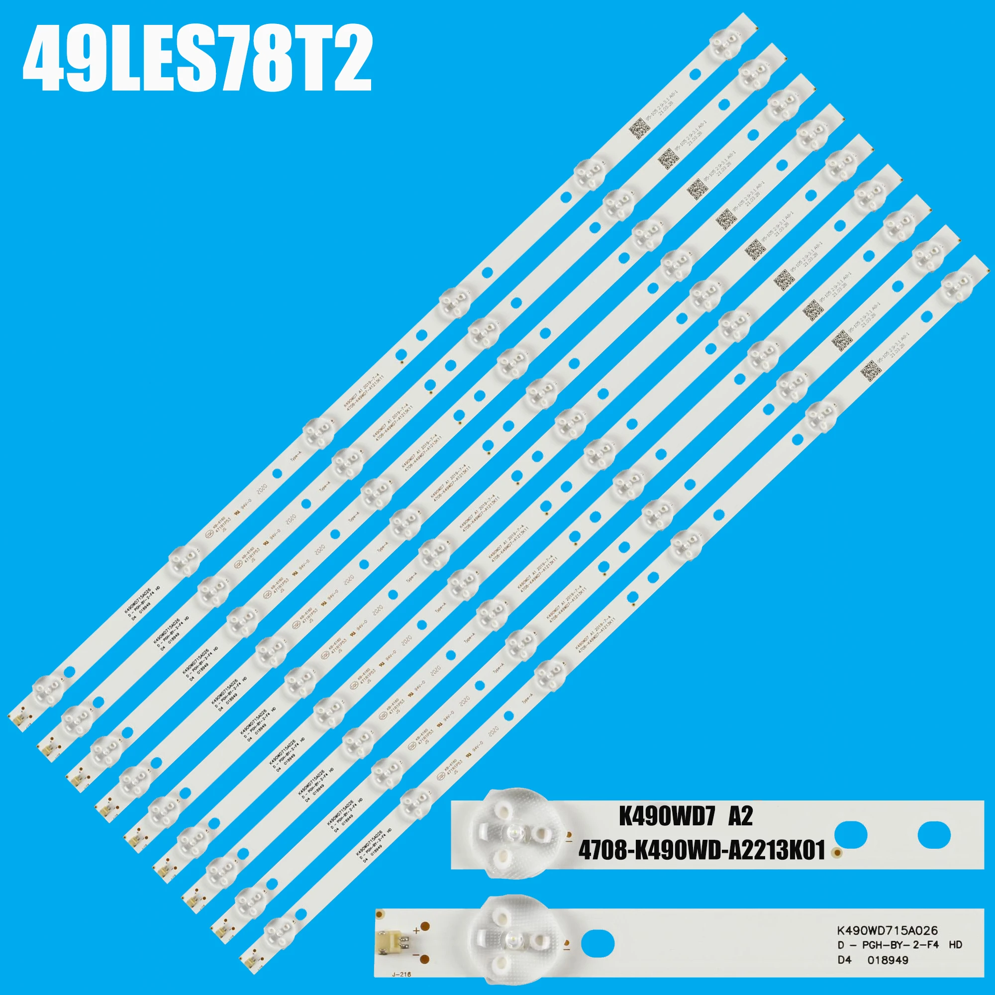 

Светодиодная лента подсветки для 49L310U 49L420U 49PFF5250 49U7751E 49S37 49LES78T2 49PFL3445/T3 K490WD7 A2 4708-K490WD-A2213K01