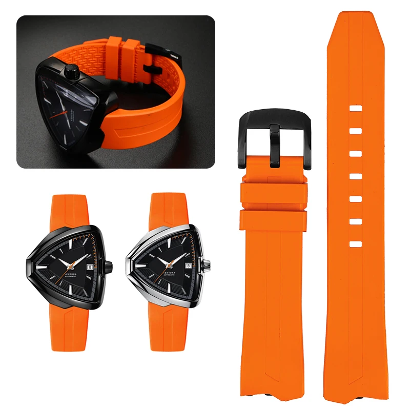 Elvis 80th Anniversary Rubber Wtrap Strap For Hamilton Adventure H24585331 H24551331 Water Proof Silicone Replacement Strap 20mm