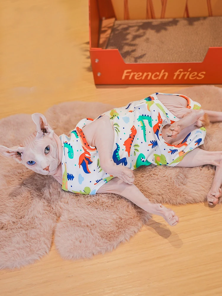 Флисовое пальто для кошек Sphynx одежда лета и весны толстовка с рисунком динозавра