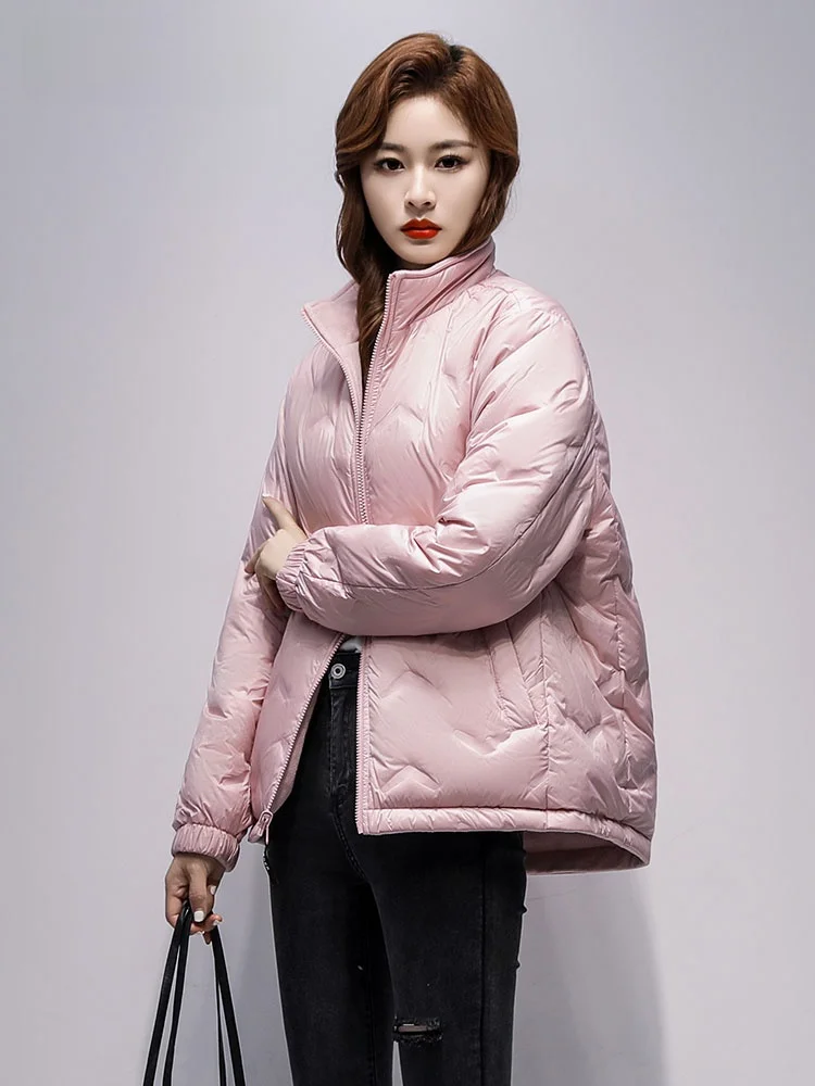 Duck Down jacket Women Lightweight Short 2024 Winter New Small Double-sided Wear Commuter Warm Stand Collar Outerwear