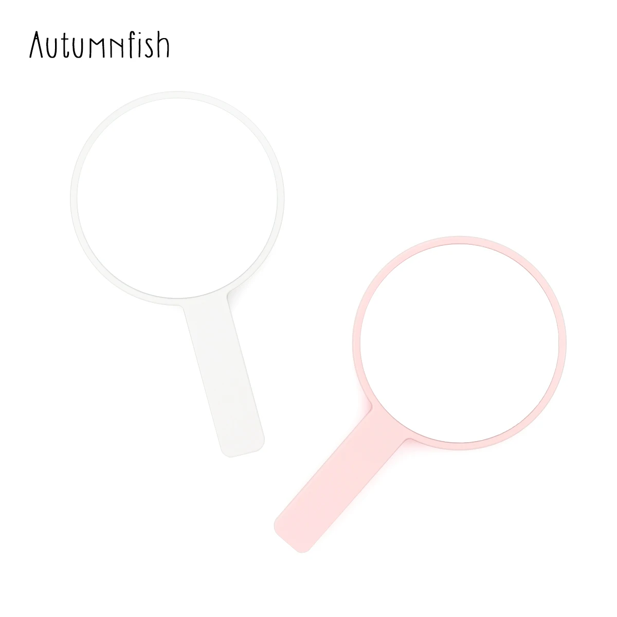 Autumnfish Круглое зеркало для макияжа ручное косметическое белого и розового цвета HD