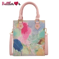 luxury designer floral graffiti print handbag for womens fashion simple crossbody bag women box flap tote 2022 summer new bolsa