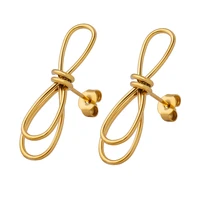 hot selling fashion personality gold plated soft chain bowknot earrings creative temperament niche design earrings