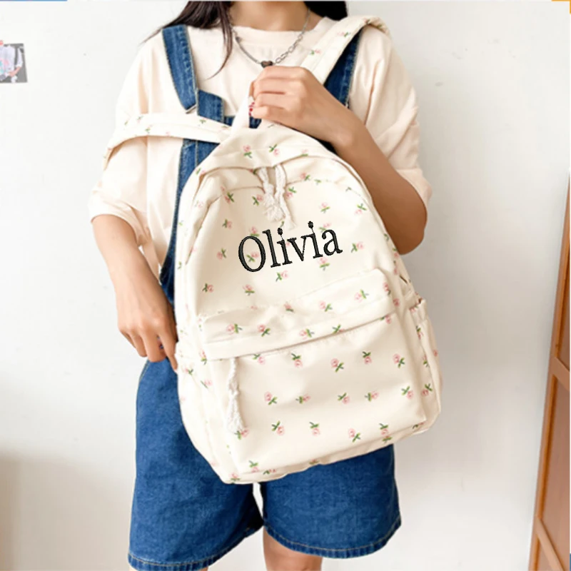 Embroidered Name Large Capacity Backpack Personalized Student Backpack Leisure Easy Backpack School Gift Travel Backpack