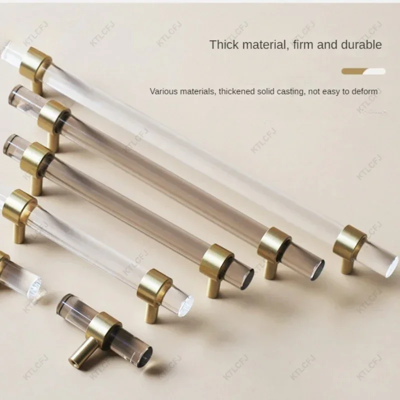 Современная роскошная акриловая ручка прозрачная/черная для шкафа ящика