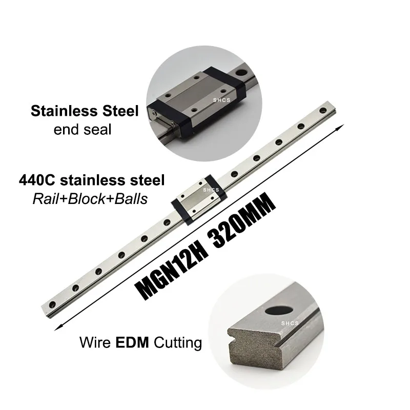 Линейная направляющая штанга SHCS MGN12H 320мм 400мм 440C из нержавеющей стали класса H Z1 с предварительной нагрузкой (art.: 3920dcaaad8a0) - 3920dcaaad8a0