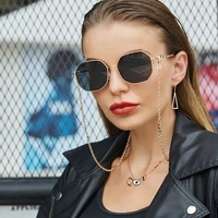 fashion metal irregular sunglasses with chain women 2022 luxury brand channel trendy square sun glasses for female chic eyewear