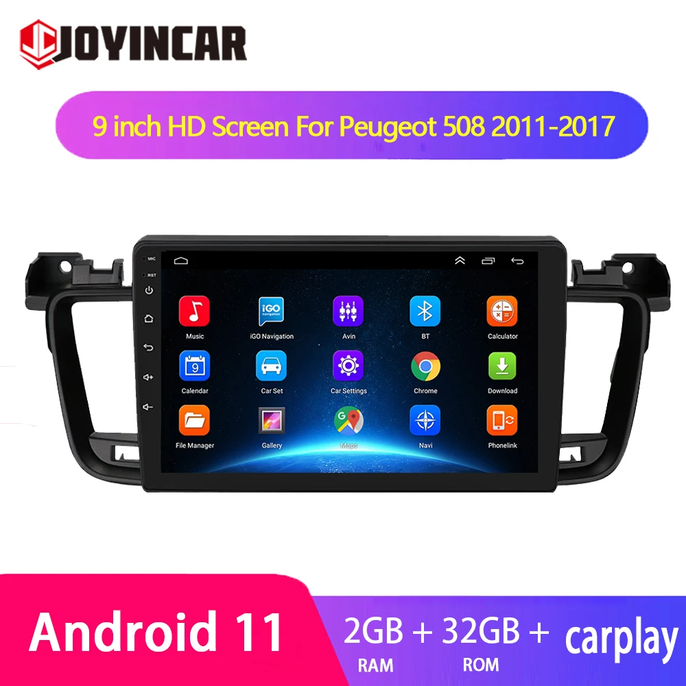 

Автомагнитола 9 дюймов, Android 11 для Peugeot 508 2011-2017, стерео, мультимедийный видеоплеер, 2 Din, навигация, GPS, Wi-Fi, FM, головное устройство Carplay