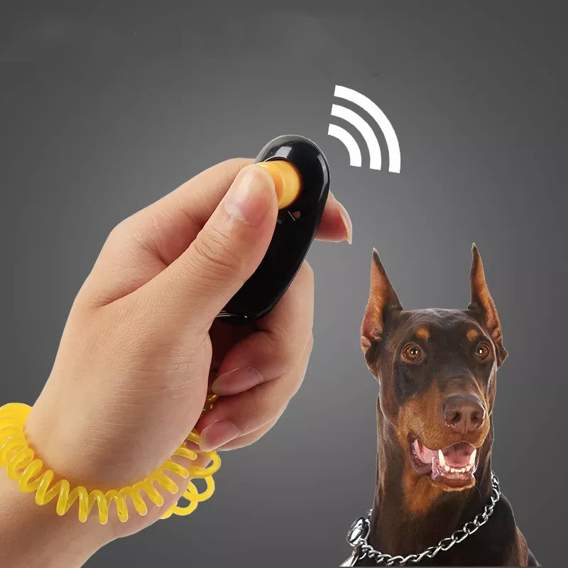 

2023NEW Piece Pets Cat Dog Training Clicker Adjustable Wrist Strap Cat Dog Plastic Click Trainer Aid To Sound Key Chain Clicker