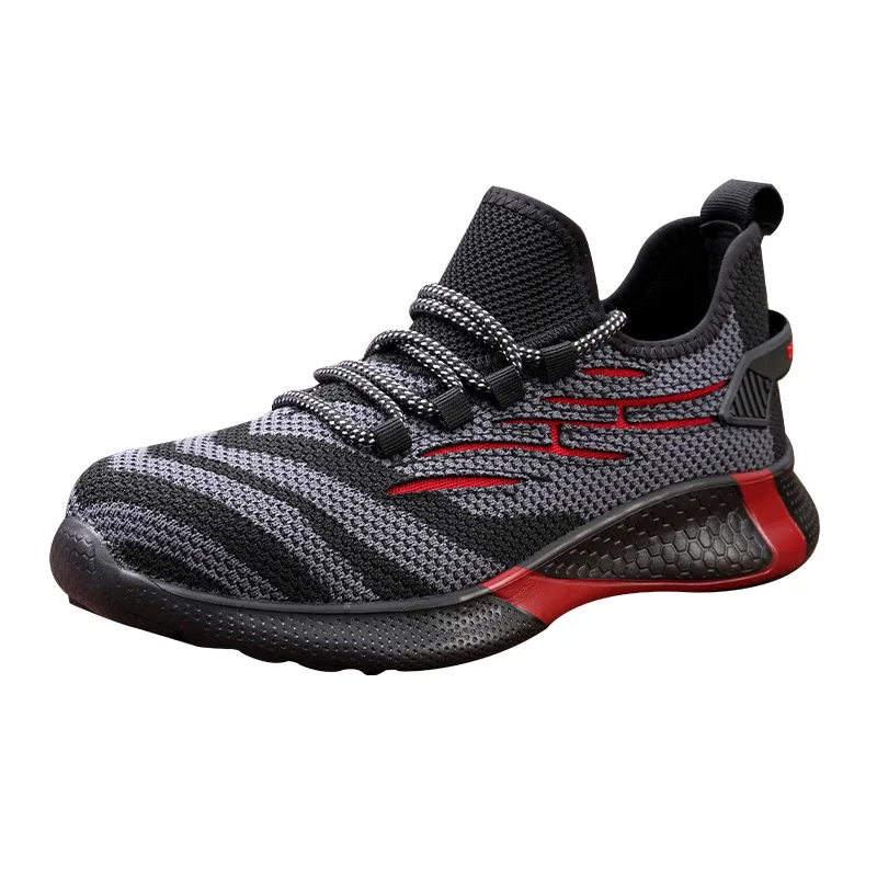 New Hiking Shoes Men Fly-Woven Mesh Breathable Working Shoes Ruction Ste Anti-Smashing Anti-Piercing Protective Light Shoes