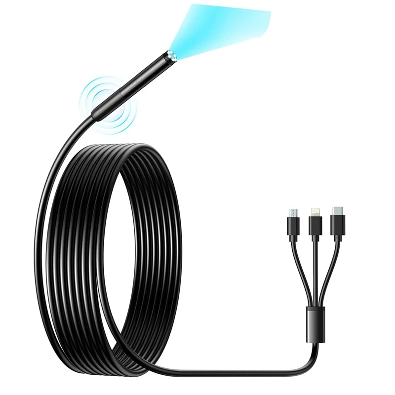 Беспроводной Эндоскоп Wi-Fi промышленный Бороскоп с 6 лампочками USB-камера 3 в 1