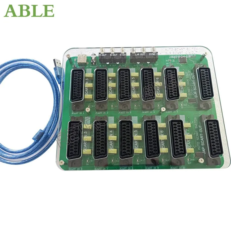 New 10 IN 1 OUT SCART Distributor Converter Video 10 Input 1 Output Auto Switcher For EUR SCART Divider Converting Board Device