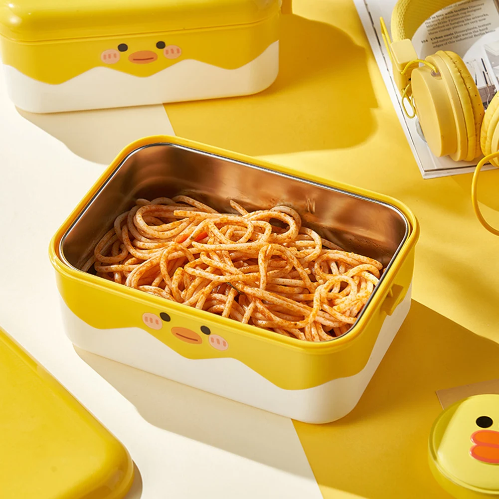 Ланч-бокс с желтой уткой и двусторонними зажимами изолированная сумка из