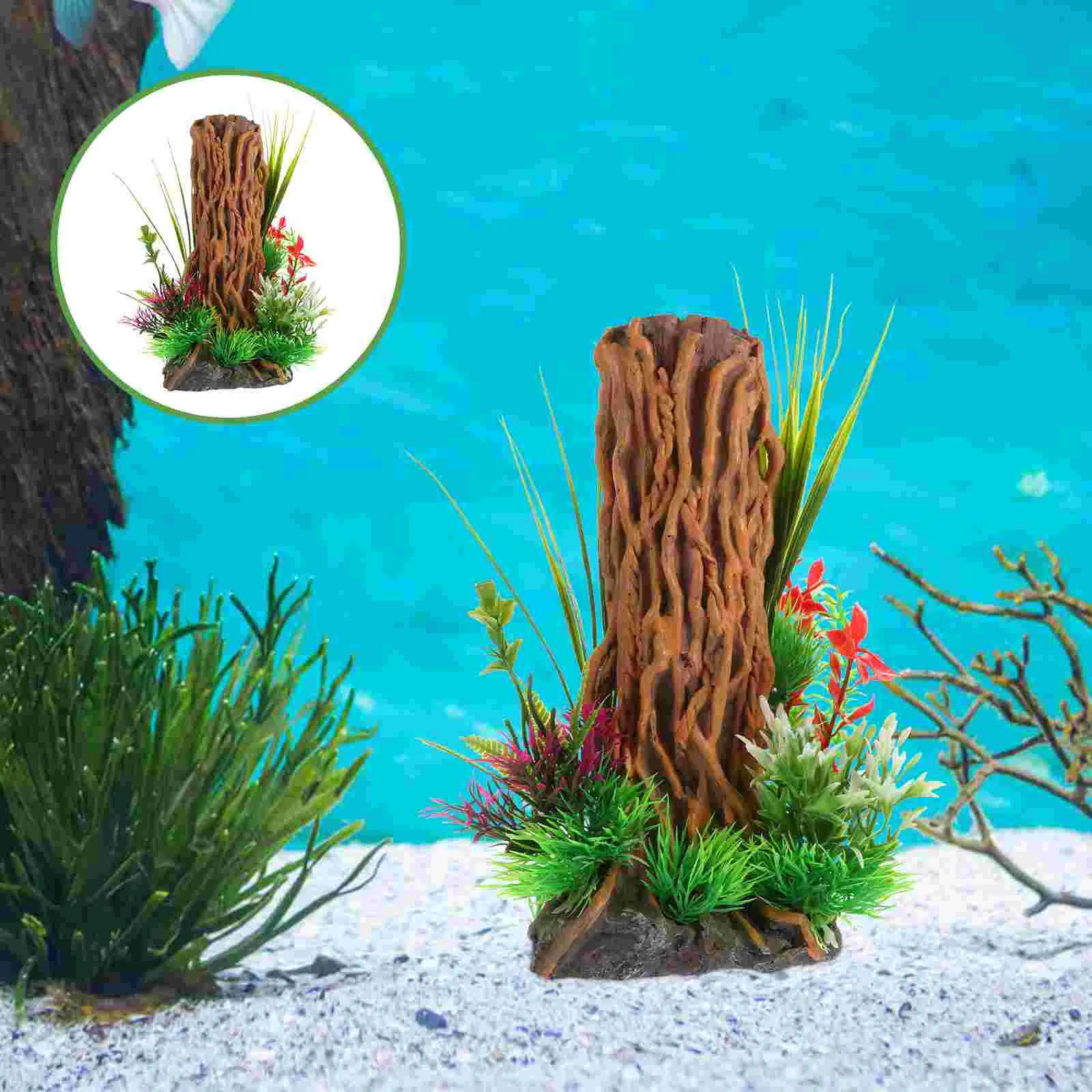 

Plastic Water Plants Model Fish Tank Stump Adornment Decorative Aquatic Plants