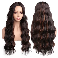 amir synthetic long curly wig for women black mixed brown fluffy water wave bob wig natural hairline daily party cosplay