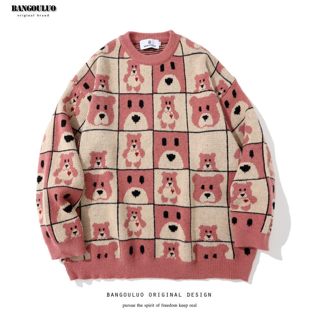 

Kawaii Cartoon Amine Autumn Knitted Female Pullovers Sweater Full Sleeves Streetwear O-Neck Cute Women Warm Soft Tender Tops