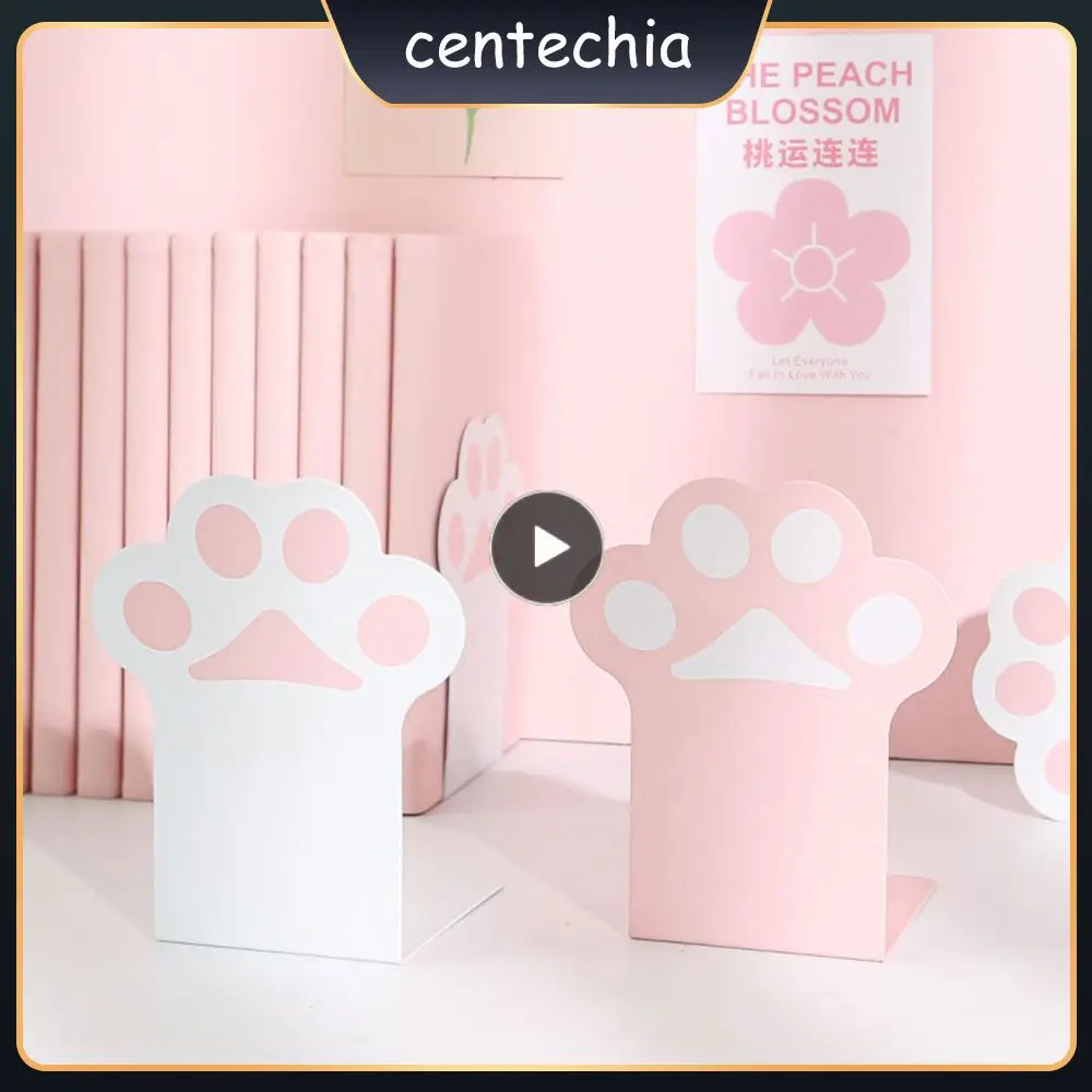 

Cat Paw Bookshelf Non-slip Book Stand Multifunction Bookcase Cartoon Super Load-bearing Cute Baffle Metal Desktop Supplies