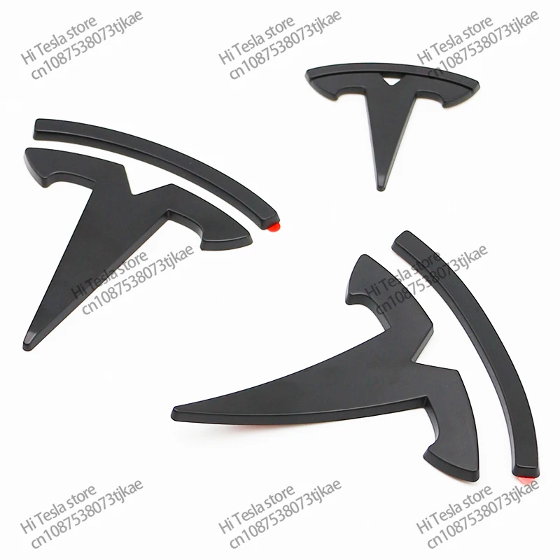 3 шт. для Tesla model Y наклейки с авто логотипом черная этикетка из углеродного волокна